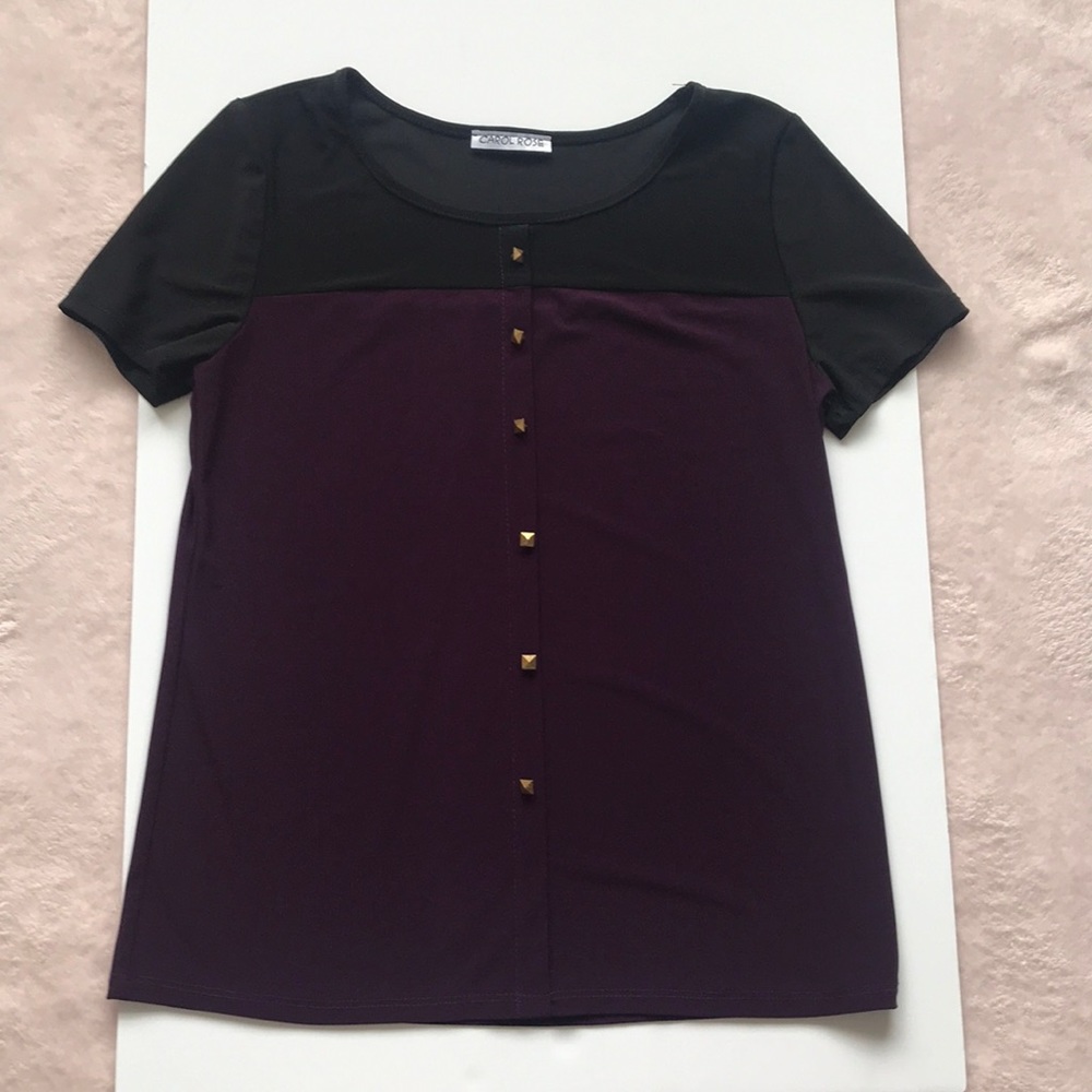 Purple and black dress blouse